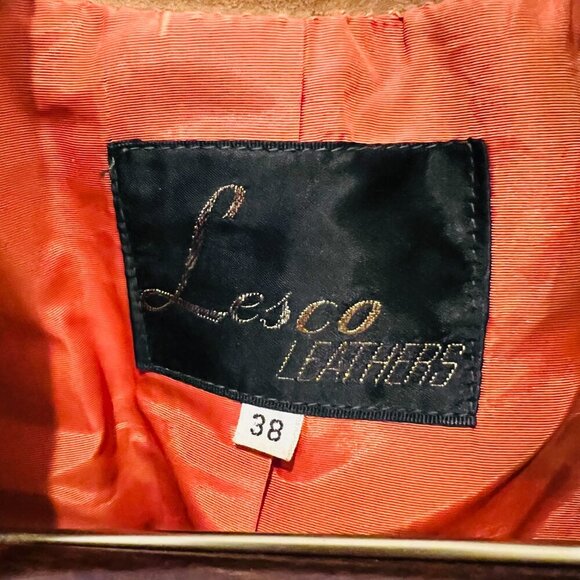 Lesco Leather Vintage 1970s Western Suede Fringe Biker Distressed Jacket Rancher - Picture 9 of 16